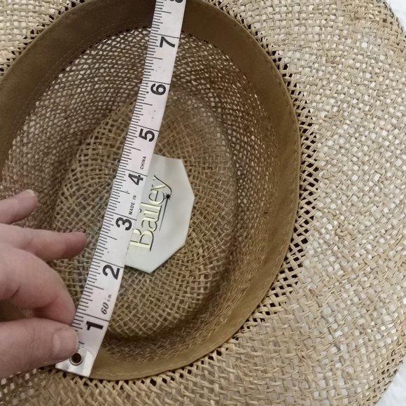 Bailey L Straw Hat Genuine Brown Trim USA Fedora - Picture 5 of 10